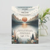 Liebe Bergsee Forest Outdoor Lake Wedding Einladung (Stehend Vorderseite)