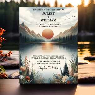 Liebe Bergsee Forest Outdoor Lake Wedding Einladung
