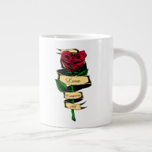 Liebe Besiegt Alles Herzförmige Rote Rose Frauen Jumbo-Tasse