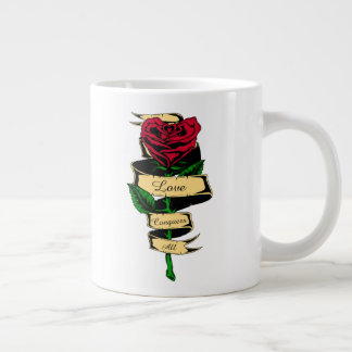Liebe Besiegt Alles Herzförmige Rote Rose Frauen Jumbo-Tasse