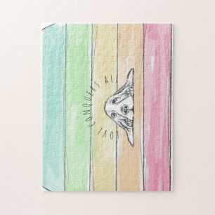 Liebe besiegt alles Hund Regenbogen Basset Hound Puzzle