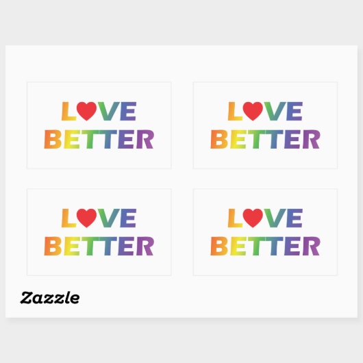 Liebe besser rechteckiger aufkleber (Blatt)