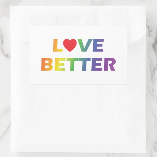 Liebe besser rechteckiger aufkleber (Tasche)