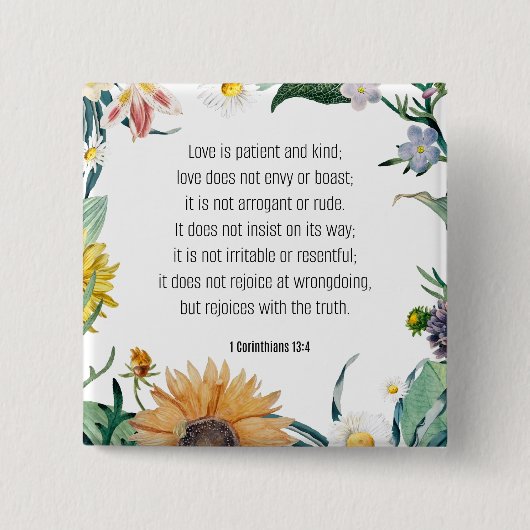 Liebe, Bibel Vers 1 Cor 13:4, Button (Vorderseite)