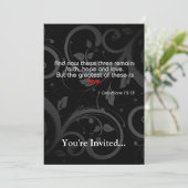 Liebe-Bibel-Vers, Schwarzes/Rot Einladung (Stehend Vorderseite)