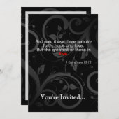 Liebe-Bibel-Vers, Schwarzes/Rot Einladung (Vorne/Hinten)