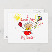 Liebe Big Sister Strichmännchen Girl Postkarte (Vorne/Hinten)