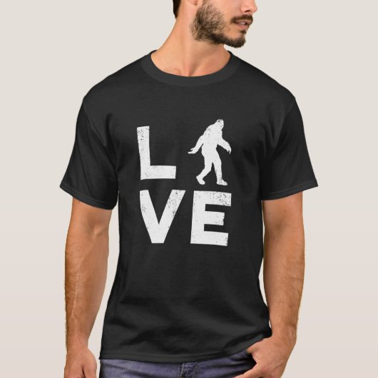 LIEBE Bigfoot Yeti oder Sasquatch Retro T-Shirt (Vorderseite)