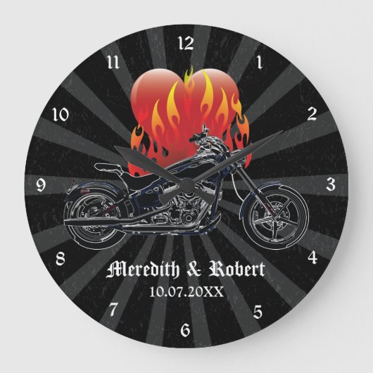 Liebe-Biker Personalisierte Wall-Uhr Große Wanduhr (Vorderseite)
