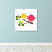 Liebe Birdies Stretched Canvas Print Wall Art Leinwanddruck (Insitu (Holzboden))