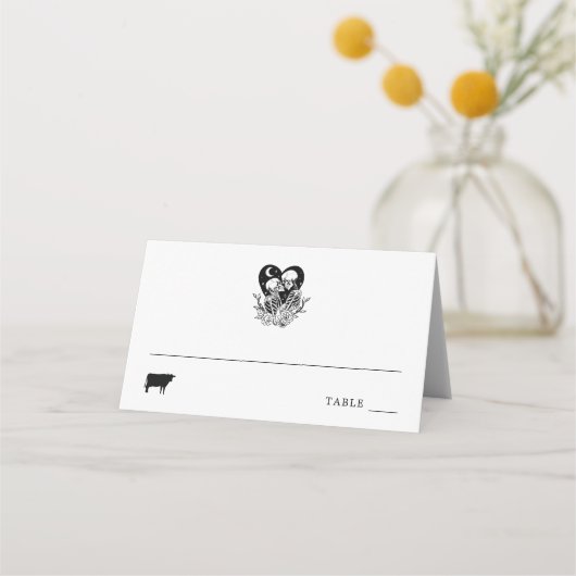 Liebe bis zum Tod Skelette Platzkarte Rindfleisch (Vorderseite)