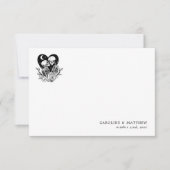 Liebe bis zum Tod Skelette & Rose Vielen Dank Einladung (Vorderseite)