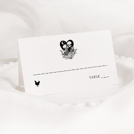 Liebe bis zum Tod Skelette und Rose Platzkarte