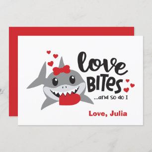 Liebe Bites Also, Funny Shark Girl Valentine Feiertagskarte