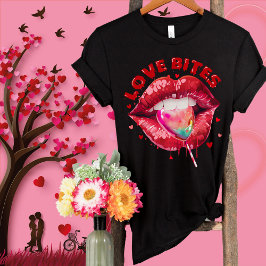 Liebe Bites Niedlich Lips Lollipop-Funny Valentine T-Shirt
