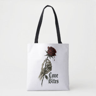 Liebe Bitten: Gotische Rose und Skelettkunst Tasche