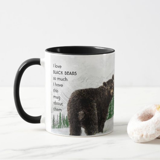 Liebe BLACK BEARS so viel Spaß Zitat Tasse (Mit Donut)