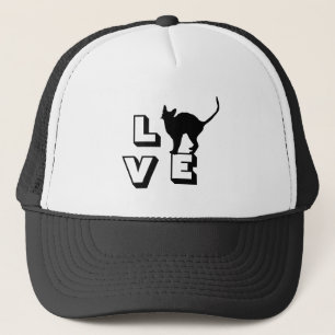 LIEBE & Black Cat - großer Fan/Animals-Fashion-Hut Truckerkappe