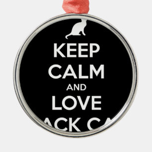 Liebe Black Cats Silbernes Ornament