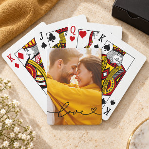 Liebe Black Script Herz Custom Foto Spielkarten