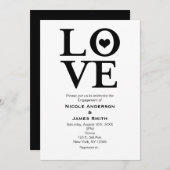 LIEBE Black & White Wedding Verlobung Einladungen (Vorne/Hinten)
