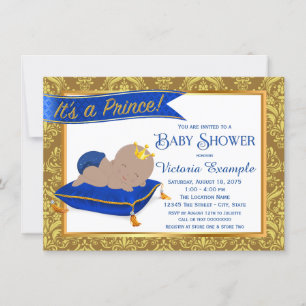 Liebe Blau-Goldene Ethnische Prinzen-Baby-Party Einladung