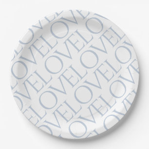 Liebe Blau graue Typografie Musterpapiere Teller