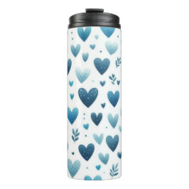 LIEBE BLAUE WATERCOLOR VALENTINE HERZEN THERMOSBECHER