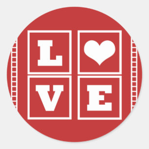 Liebe-Blockkleber, dunkelrot Runder Aufkleber
