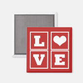 Liebe blockt Magnet, dunkelrot Magnet (Vorderseite/Rückseite)