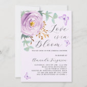 Liebe Bloom lila Rose Schmetterling Brautparty Einladung (Vorderseite)