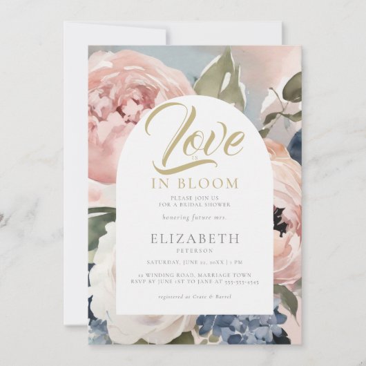 Liebe Bloom Peony Garden Boho Arch Brautparty Einladung (Vorderseite)