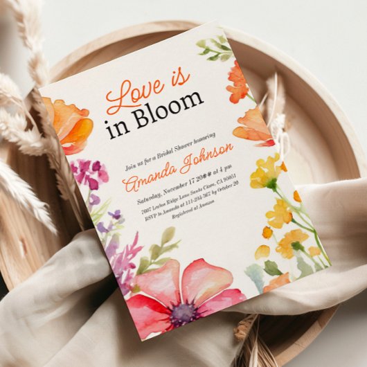 Liebe Bloom Wildblume Peach Floral Brautparty Einladung