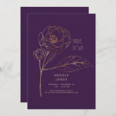 Liebe Blooming Plum Gold Floral Brautparty Einladung (Vorne/Hinten)