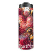 Liebe Blooms: Bienen, Rose, Herzen Thermosbecher (Vorderseite)