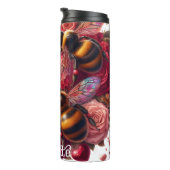 Liebe Blooms: Bienen, Rose, Herzen Thermosbecher (Nach rechts gedreht)