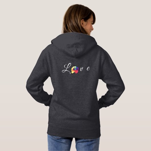 Liebe Blooms Rainbow-Rose Hoodie (Schwarz voll)