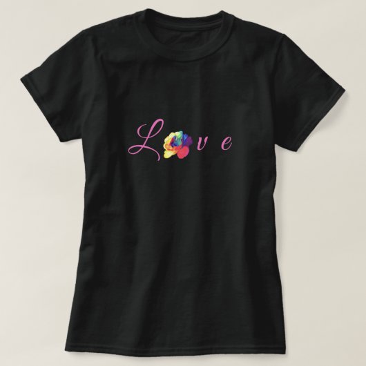 Liebe Blooms Rainbow-Rose T-Shirt (Design vorne)