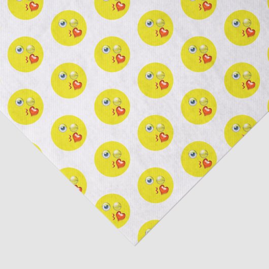 Liebe Blow Kiss Herzgelbes Emoji-Muster Seidenpapier (Ausschnitt)