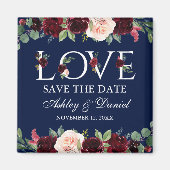Liebe Blue Burgundy Wasserfarbe Save the Date Magnet (Vorne)