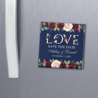 Liebe Blue Burgundy Wasserfarbe Save the Date