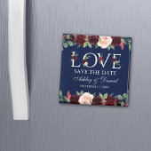 Liebe Blue Burgundy Wasserfarbe Save the Date Magnet