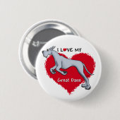 Liebe Blue Great Dane Button (Vorne & Hinten)