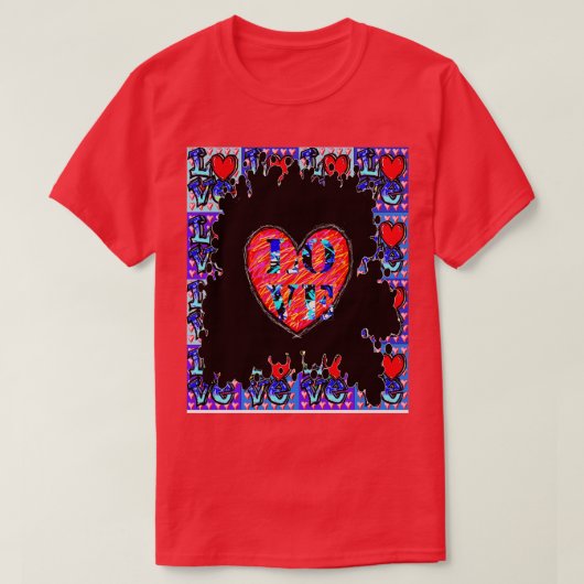 Liebe Blue Heart Red T-Shirt (Design vorne)