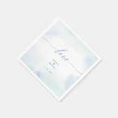 Liebe | Blue Heart & Watercolor Wedding Napkin Serviette (Ecke)