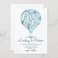 Liebe Blue Hot Air Ballon Hochzeit mit Handschrift