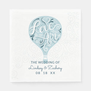 Liebe Blue Hot Air Wedding Monogram Serviette
