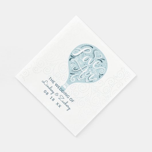 Liebe Blue Hot Air Wedding Monogram Serviette (Ecke)