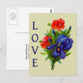 Liebe Blue Iris Blume Bouquet Postkarte (Vorne/Hinten)