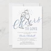 Liebe Blue Silver Brautparty Einladung (Vorderseite)